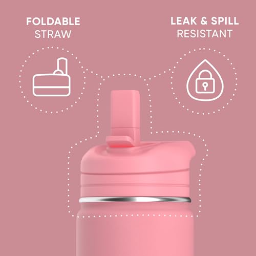 Hydrapeak Insulated Kids Water Bottle, Bubblegum, 14oz, Stainless Steel, Insulated Drink Bottle for Kids, Thermos, Outdo