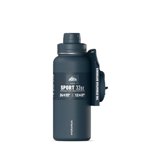 Hydrapeak 32oz Sport Insulated Water Bottle (Nightfall) Keep Drinks Cold & Hot, Leak & Spill Proof, Premium Stainless St