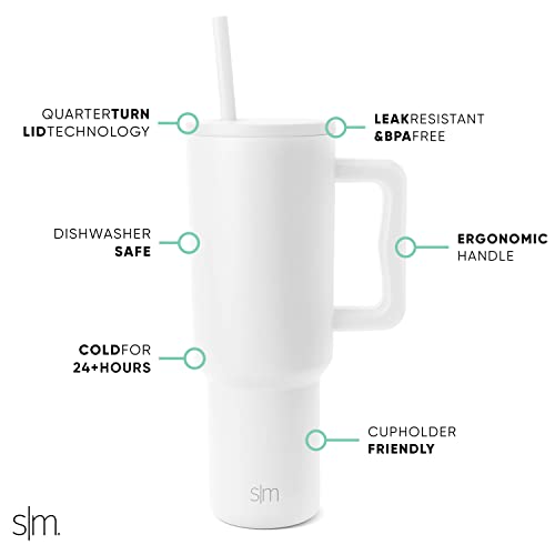 Simple Modern 40 oz Trek Tumbler with Handle and Straw Lid | Insulated Stainless Steel Travel Mug for Winter Whiteabez
i