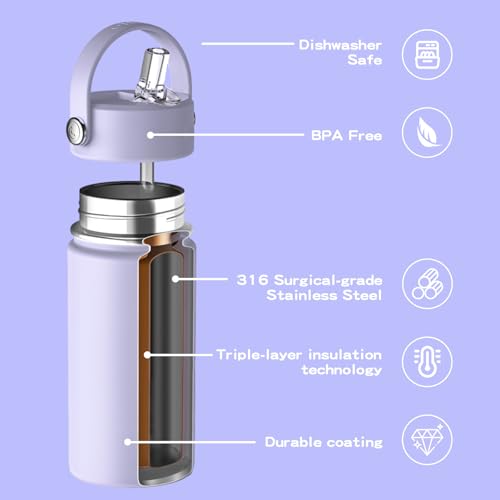 OISIZ Kids Water Bottle with Straw Lid for School
| OISIZ 14oz Vacuum Insulated Water Bottle for Kids
| OISIZ Leakproof